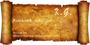 Kontsek Géza névjegykártya